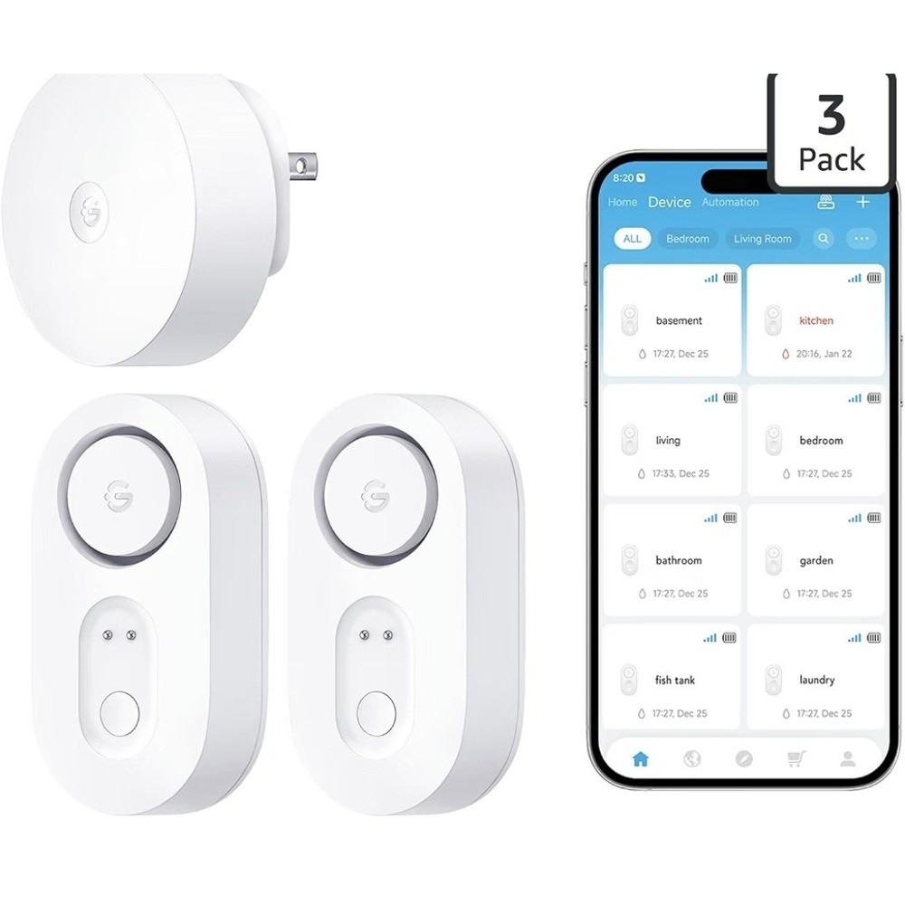 GoveeLife Upgraded Smart Water Leak Detector 1s with 1804ft Ultra-Long Range